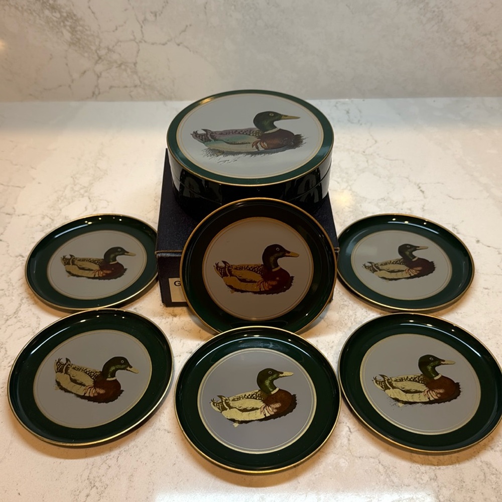 Otagiri Green and Brown Duck Coasters Set